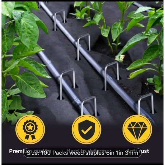 100 Pack 6" 11 Gauge Landscape Staples Garden Stakes Galvanized Sod Staples - Picture 4 of 6